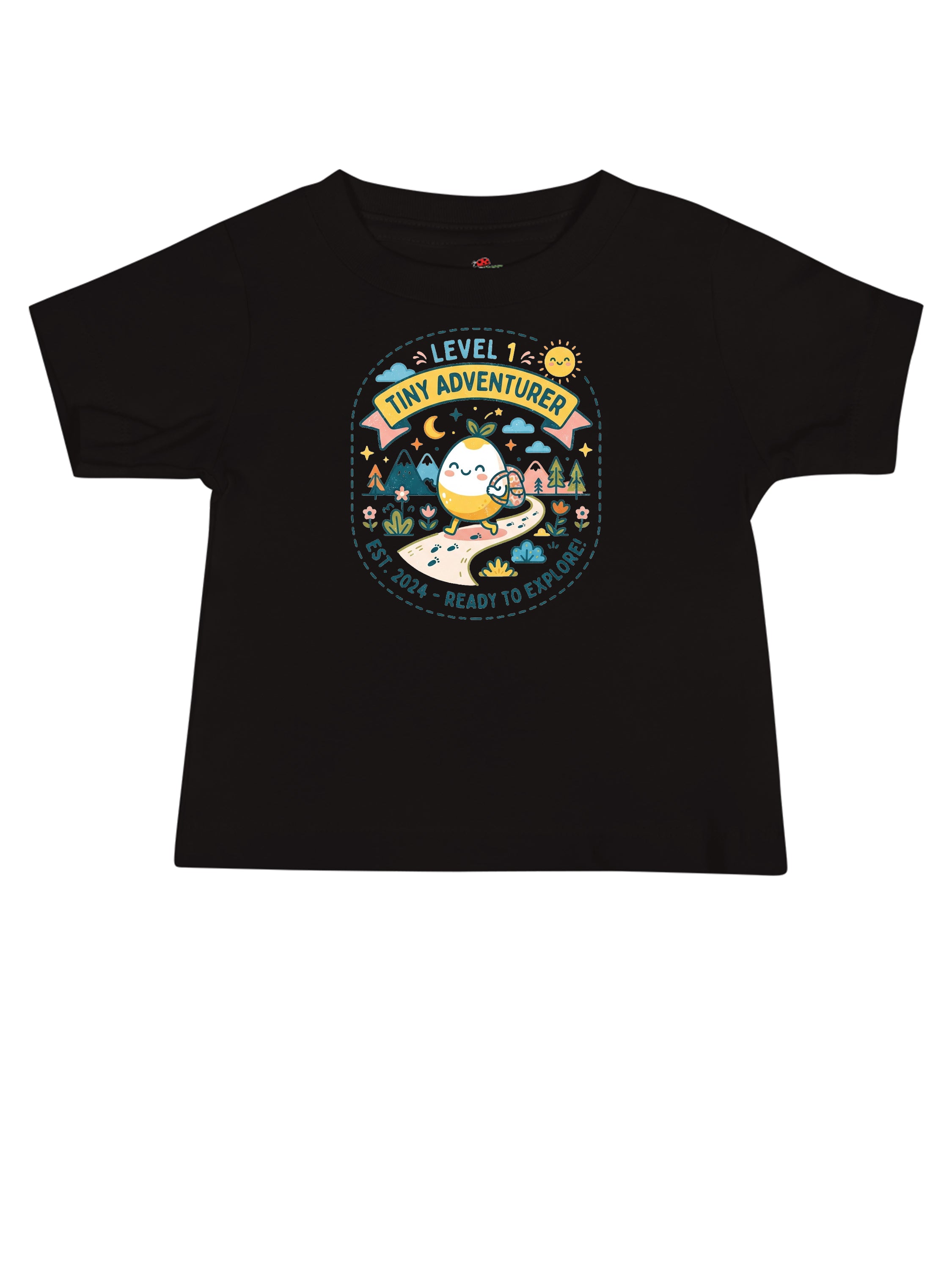 LuckeLadybug LLC Level 1 Tiny Adventurer Graphic Tees T Shirt in Black for Kids