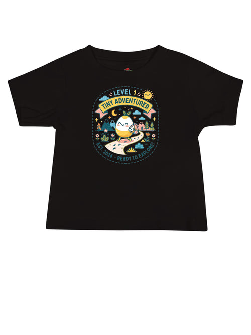 LuckeLadybug LLC Level 1 Tiny Adventurer Graphic Tees T Shirt in Black for Kids