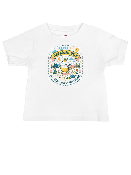 LuckeLadybug LLC graphic tees t shirt featuring a cute Tiny Adventurer design for kids