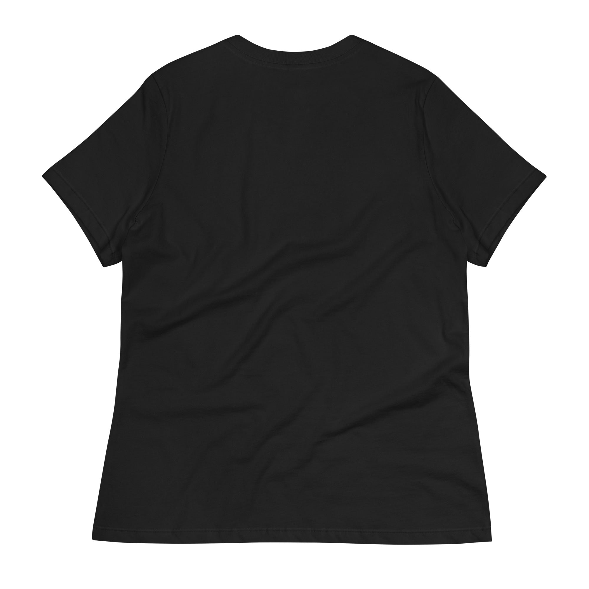Back view of a LuckeLadybug Too Tired To Care graphic tee in black, featuring a relaxed fit