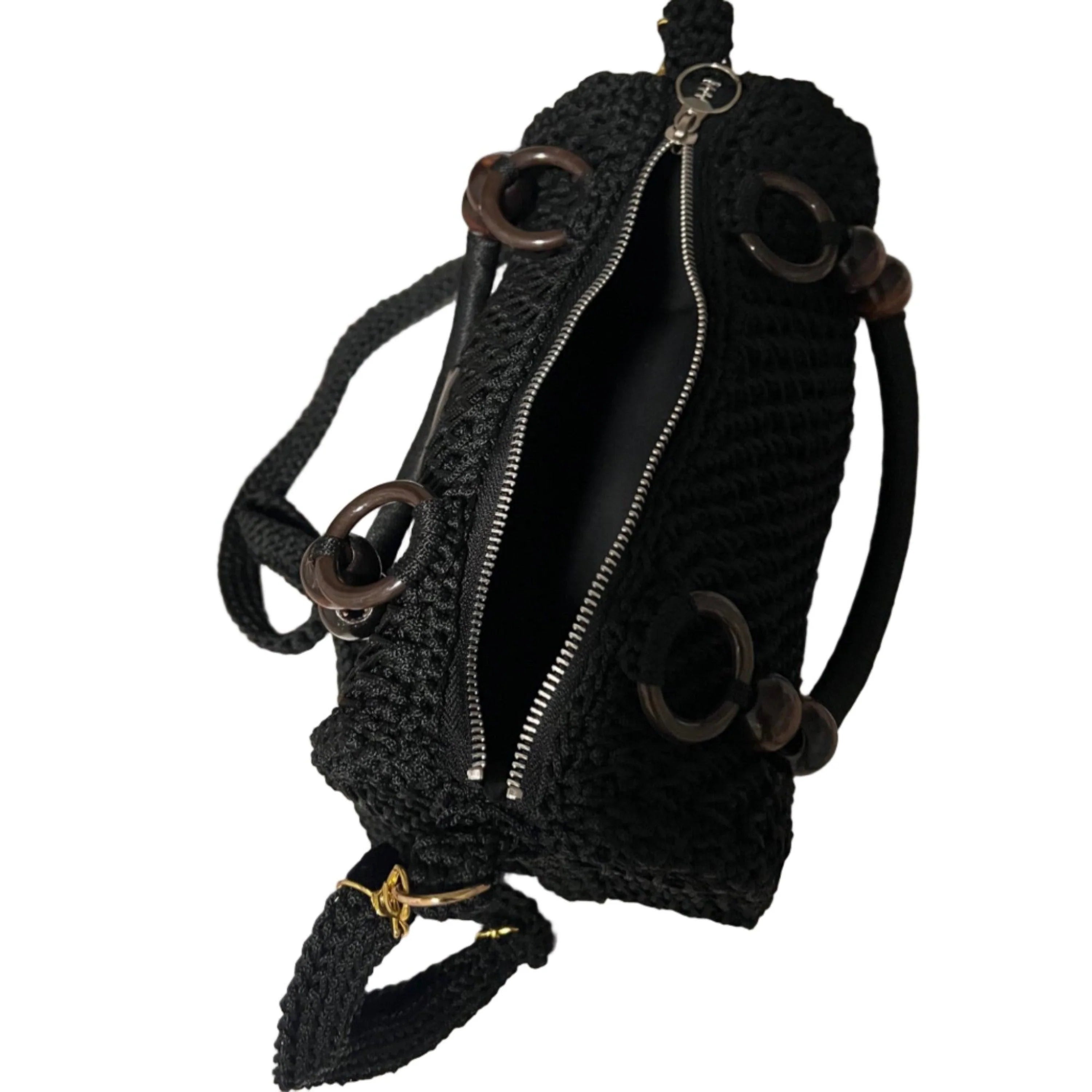Handmade Black Crochet Shoulder Purse