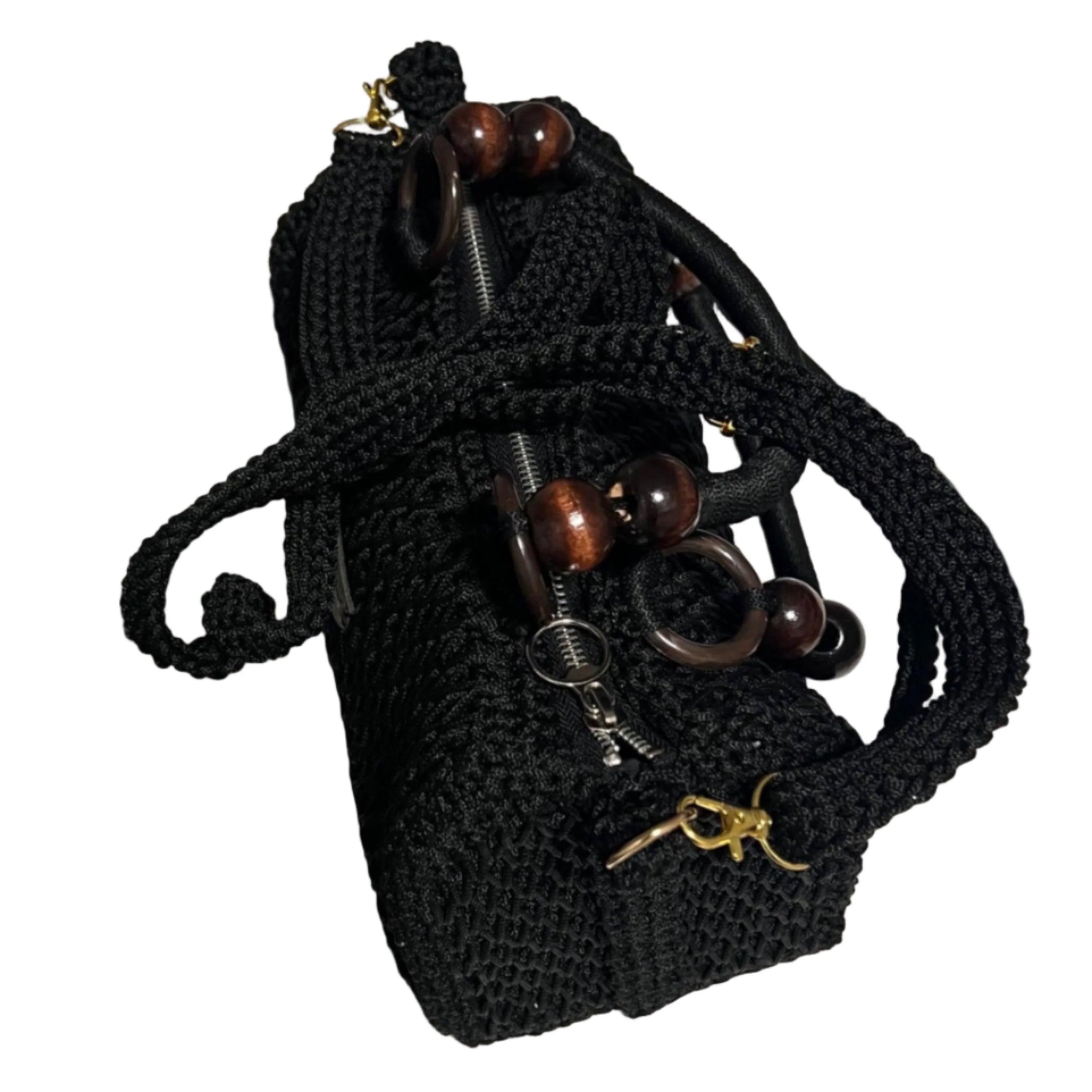 Handmade Black Crochet Shoulder Purse