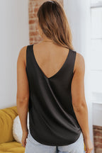 Pink Deep V Neck Loose Tank Top