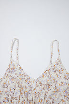 Apricot Boho Floral Spaghetti Straps Tank Top