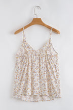 Apricot Boho Floral Spaghetti Straps Tank Top