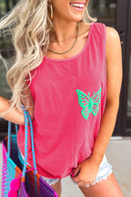 Yellow Cream Flower Graphic Casual Tank Top