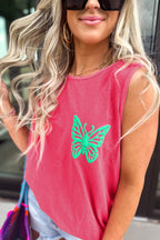 Yellow Cream Flower Graphic Casual Tank Top