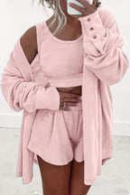 Pink shorts paired with a cozy outfit, featuring top tank tops for a stylish casual look