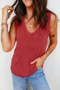 Rose Mineral Wash V Neck Tank Top