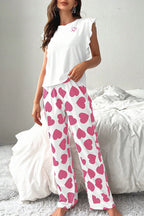 LuckeLadybug LLC Women's Pajama Pants with Heart Print, Perfect for Pairing with Top Tank Tops