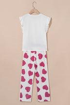 LuckeLadybug LLC cute pants with heart print paired with a white top tank tops for stylish comfort