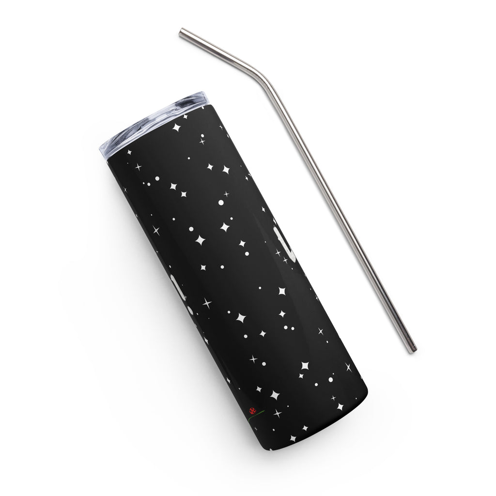 LuckeLadybug stainless steel trendy insulated tumbler cup with star pattern and metal straw