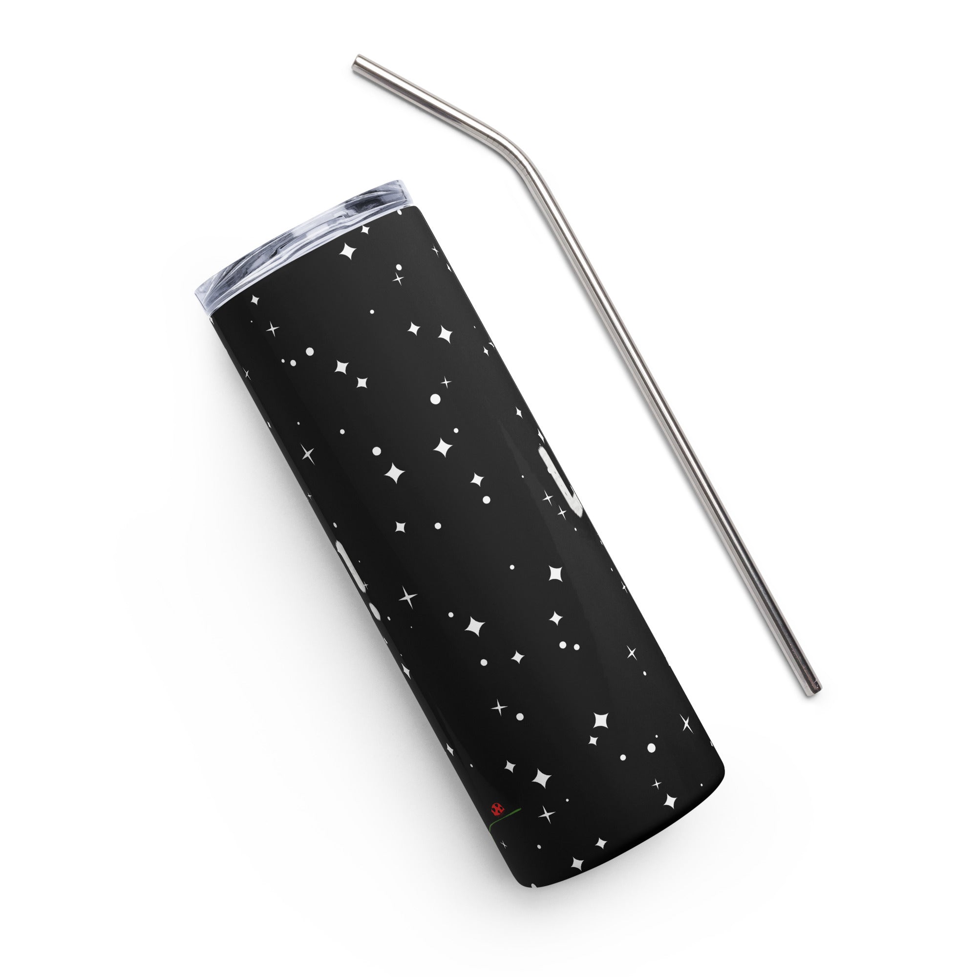LuckeLadybug stainless steel trendy insulated tumbler cup with star pattern and metal straw