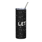 Ladybug stainless steel trendy insulated tumbler cup with black starry design and clear lid with straw