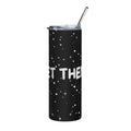 LuckeLadybug stainless steel trendy insulated tumbler cup with black starry design and clear lid with straw