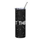 LuckeLadybug stainless steel trendy insulated tumbler cup with black starry design and clear lid with straw