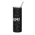 LuckeLadybug stainless steel trendy insulated tumbler cup with black starry design and clear lid with metal straw