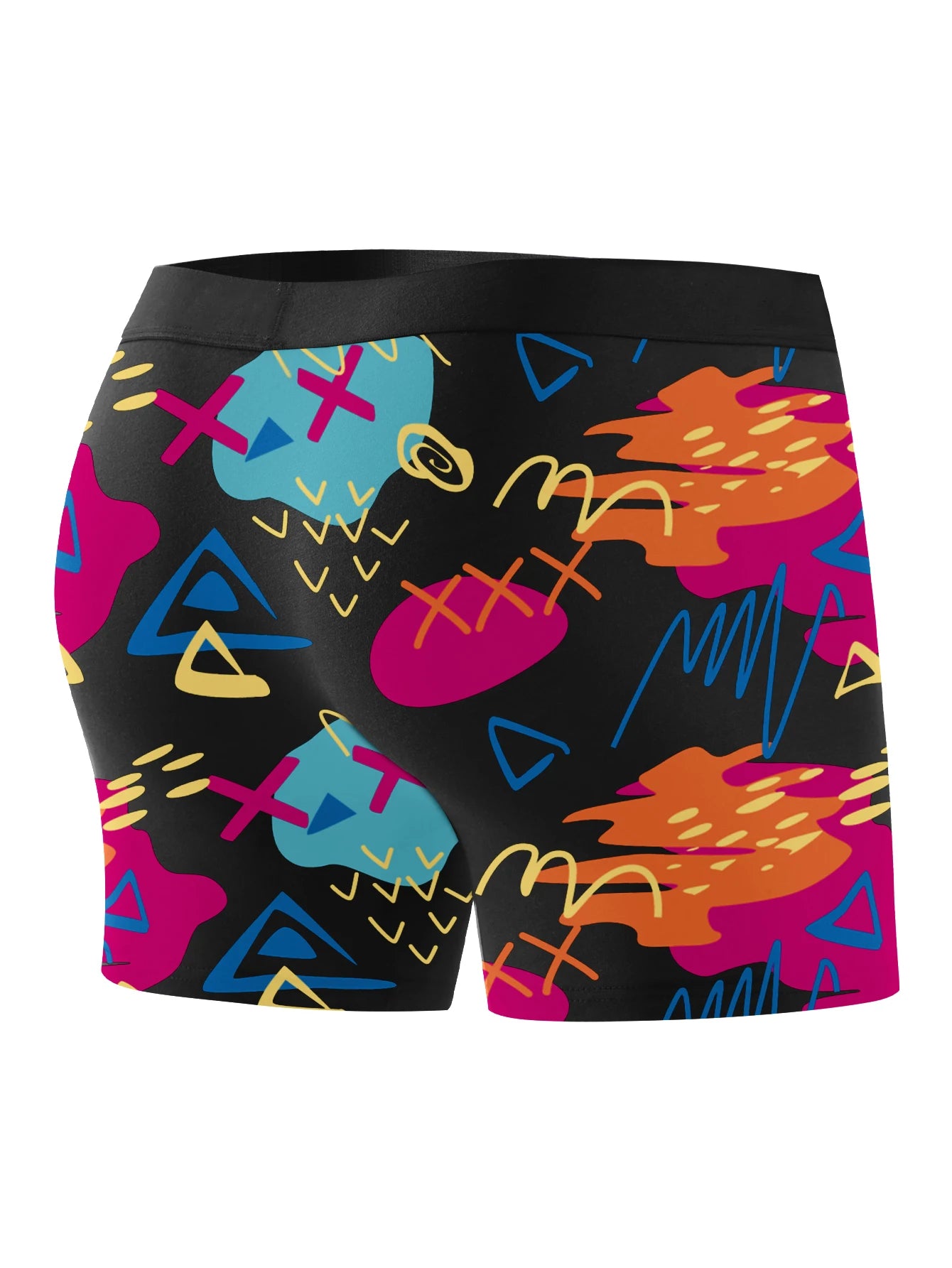 Trendy men's boxer briefs set in vibrant colors with abstract patterns for stylish comfort