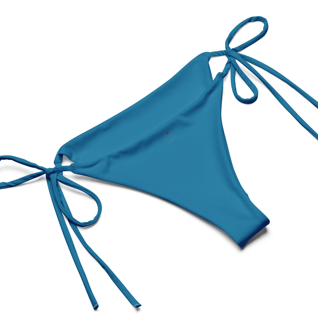 LuckeLadybug trendy two-piece swimwear for women in vibrant blue with adjustable tie sides
