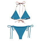 LuckeLadybug trendy two-piece swimwear for women in vibrant blue with adjustable ties