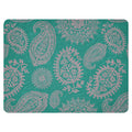 LuckeLadybug turquoise paisley sherpa blanket with intricate floral and paisley patterns
