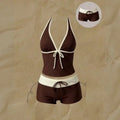 LuckeLadybug High Waist Bikini in Brown, Stylish Two Piece Swimsuit for Comfortable Pool Days