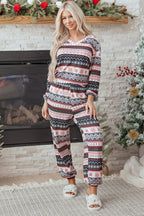 Festive ugly christmas pullover matching pants set with traditional holiday patterns for cozy gatherings