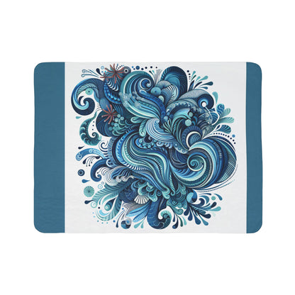 LuckeLadybug sherpa blanket with blue abstract swirls design ultra comfort throw blanket