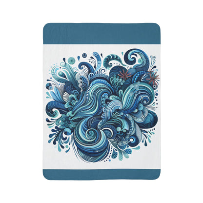sherpa blanket with blue abstract swirl design ultra comfort throw blanket