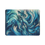 LuckeLadybug Sherpa Blanket with blue and teal swirl design ultra-cozy throw blanket