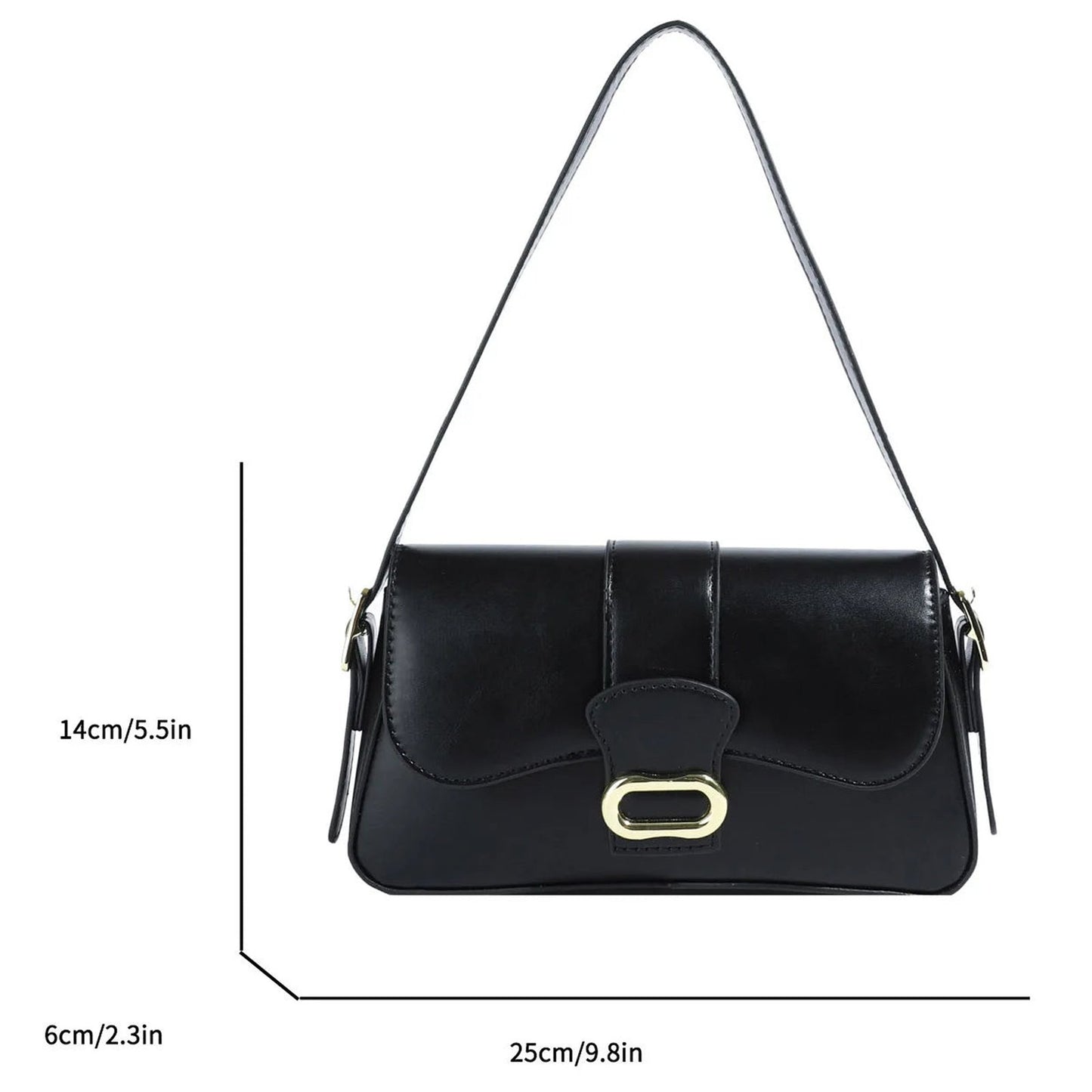 LuckeLadybug underarm designer handbag for women in black with stylish clasp and adjustable strap
