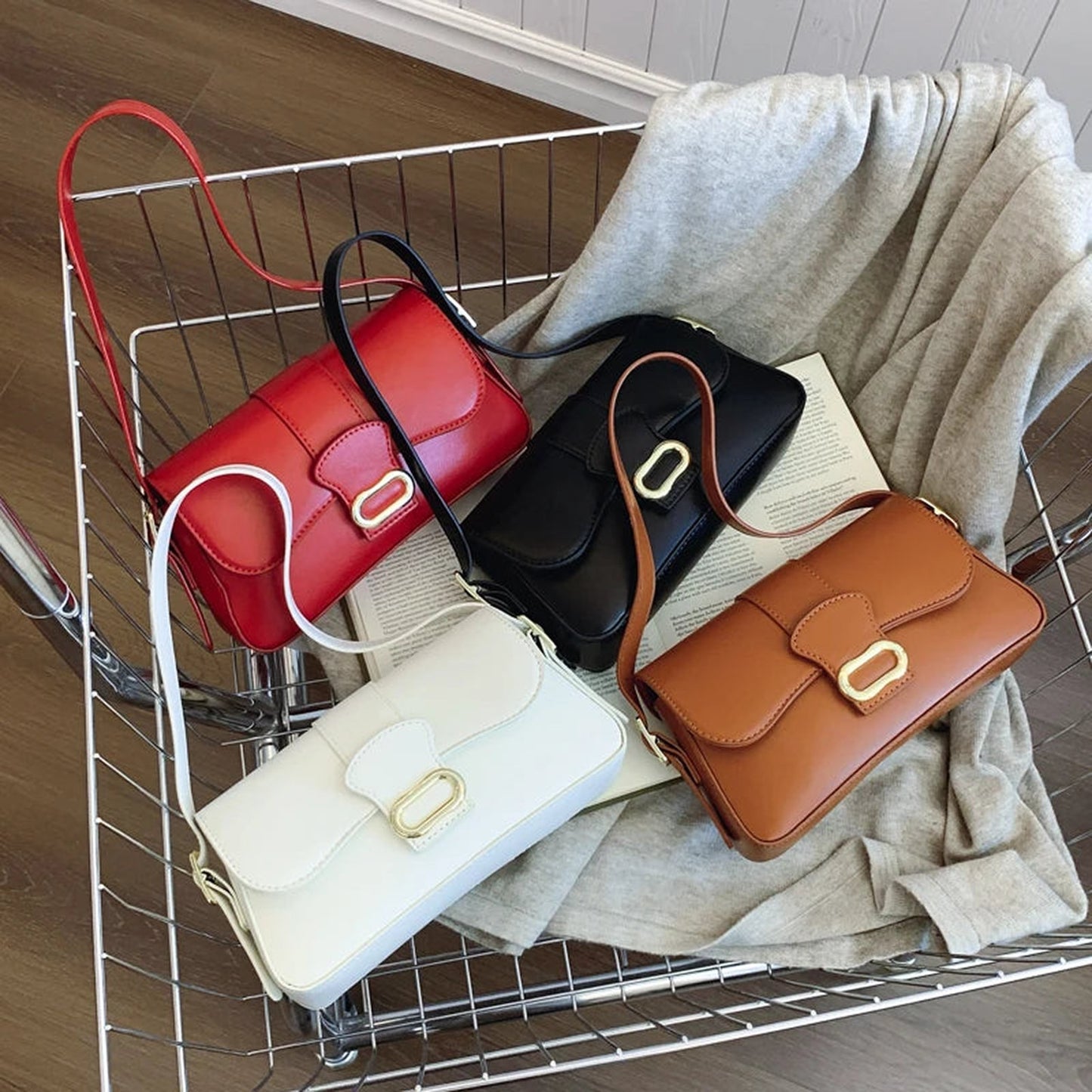 LuckeLadybug underarm designer handbag for women available in red, black, white, and brown