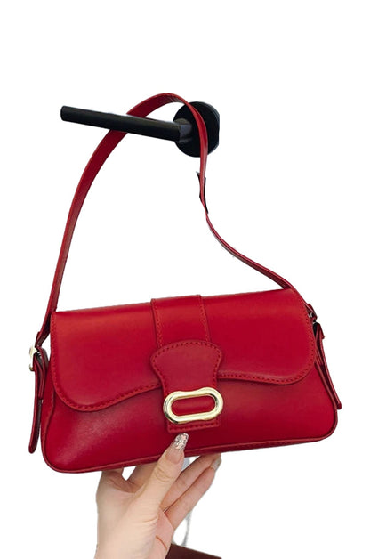 LuckeLadybug underarm designer handbag for women in red leather with a stylish clasp and adjustable strap
