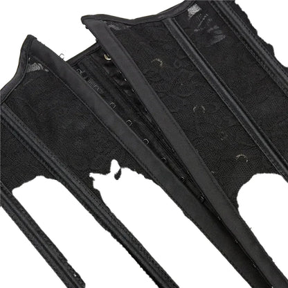 Elegant black underbust corset for women with lace detailing and front fastening for a stylish silhouette