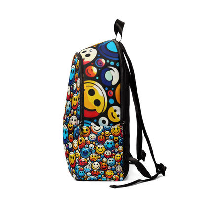 Unique fashion backpack for teens with colorful smiley face pattern by LuckeLadybug