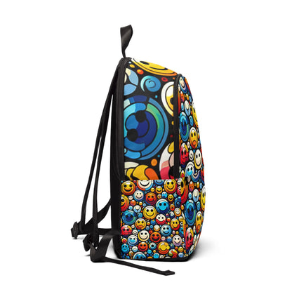 LuckeLadybug unique fashion backpack for teens with colorful smiley face pattern and adjustable straps