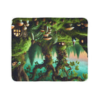 LuckeLadybug Sherpa Blanket featuring whimsical forest scene perfect as a unique gnome decor gift