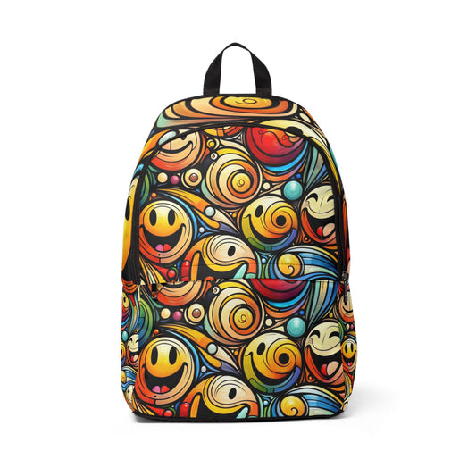 LuckeLadybug unique kids school backpack with colorful smiley face swirl design for children