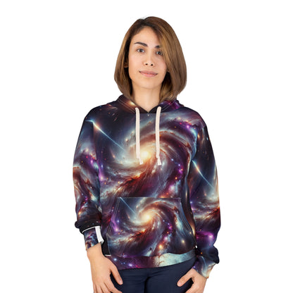 LuckeLadybug unique outer space pullover hoodie with galaxy swirl design and front pocket