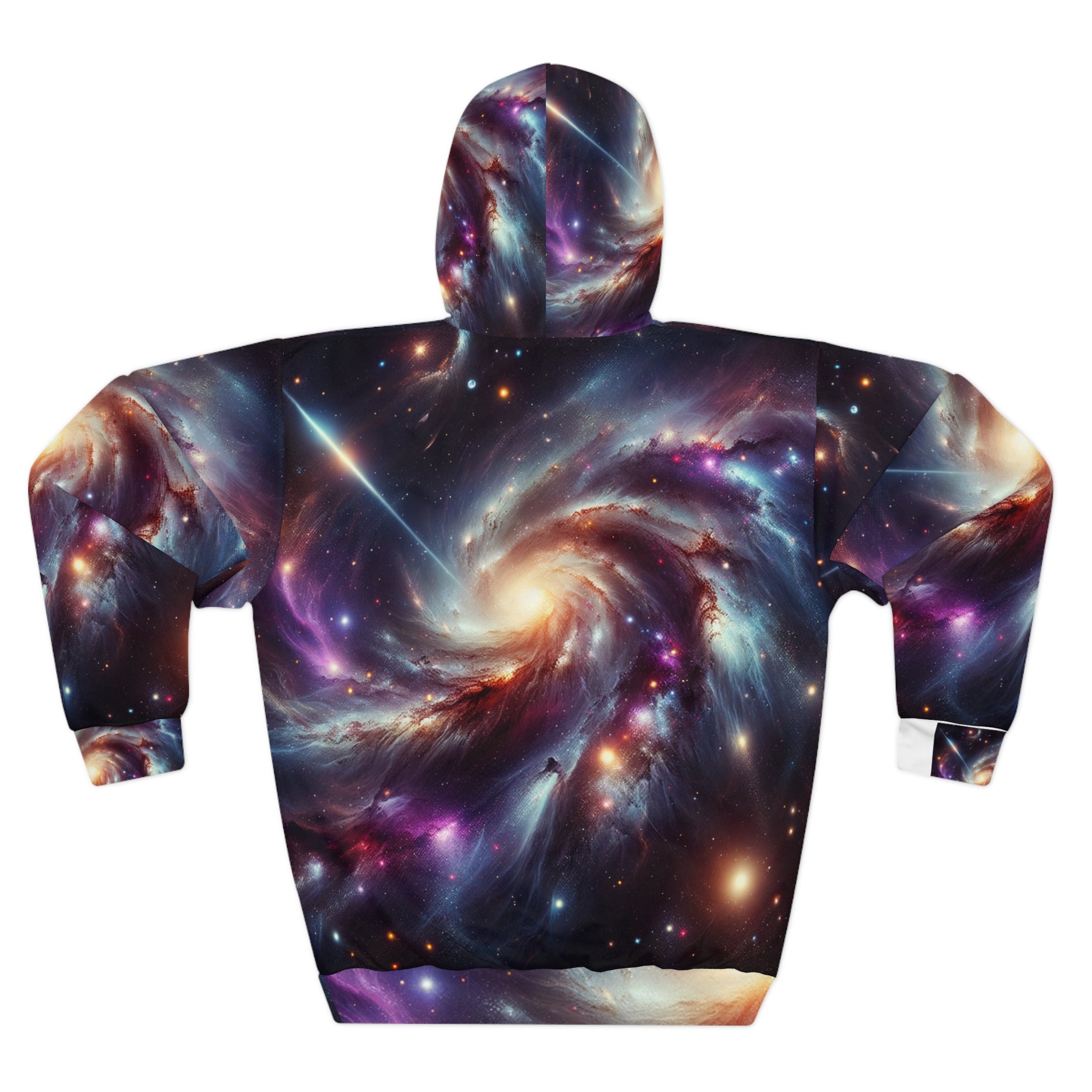 LuckeLadybug unique outer space pullover hoodie with vibrant galaxy and star design on back