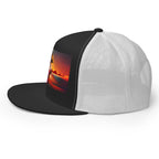 LuckeLadybug trucker hat with mesh back and unique samurai fashion hat graphic design