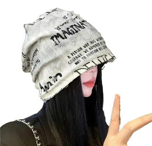 LuckeLadybug LLC unisex hip hop beanie hat featuring unique graphic design in stylish neutral tones