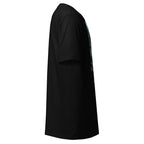 Black LuckeLadybug nightshift noir nurse shirt displayed from side view with short sleeves
