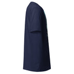 LuckeLadybug navy blue nightshift noir nurse shirt side view with short sleeves