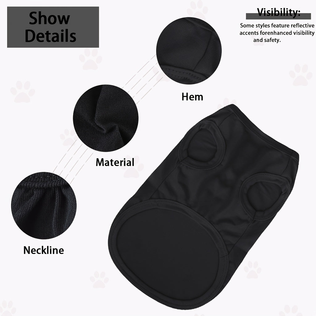 Black urban chic dog shirts with comfortable neckline and hem for stylish pet wear