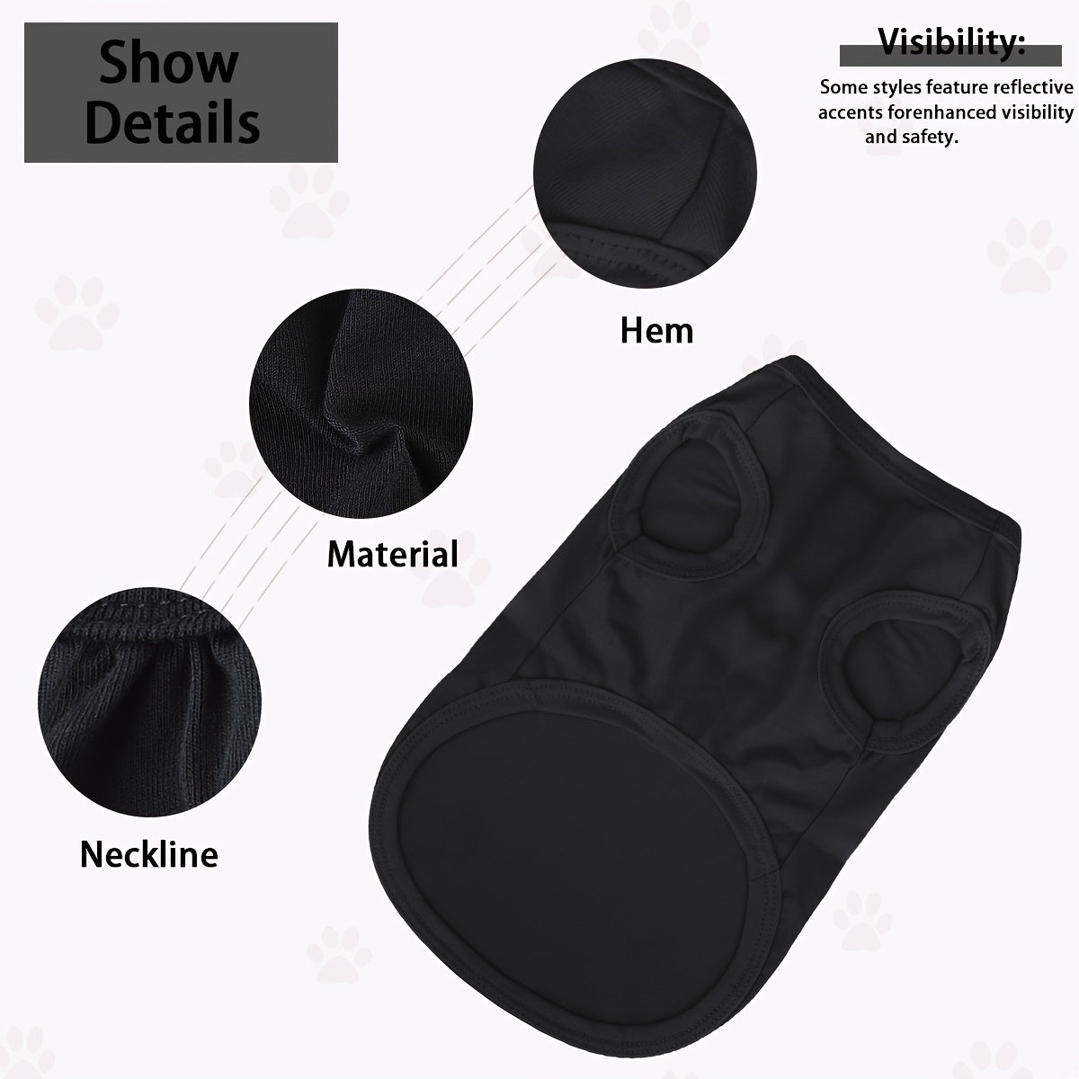 Black urban chic dog shirts with comfortable neckline and hem for stylish pet wear