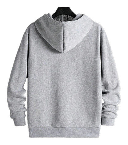 Back view of a gray men's urban streetwear hoodie from LuckeLadybug LLC, featuring a classic design