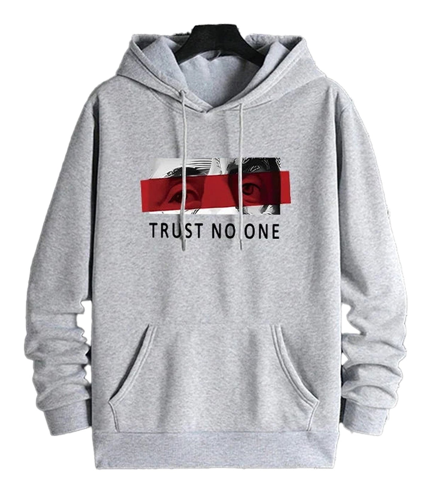 LuckeLadybug men's urban streetwear hoodie in grey with graphic design and front pocket