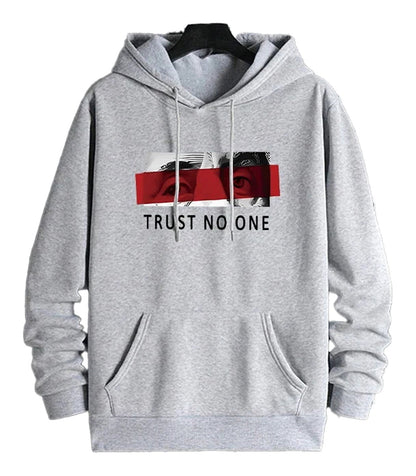 LuckeLadybug men's urban streetwear hoodie in grey with graphic design and front pocket