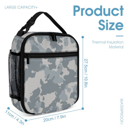 Inkedjoy Grey Camo Backpack Three-Piece Set insulated grey camo backpack with front zip pocket and mesh side pocket